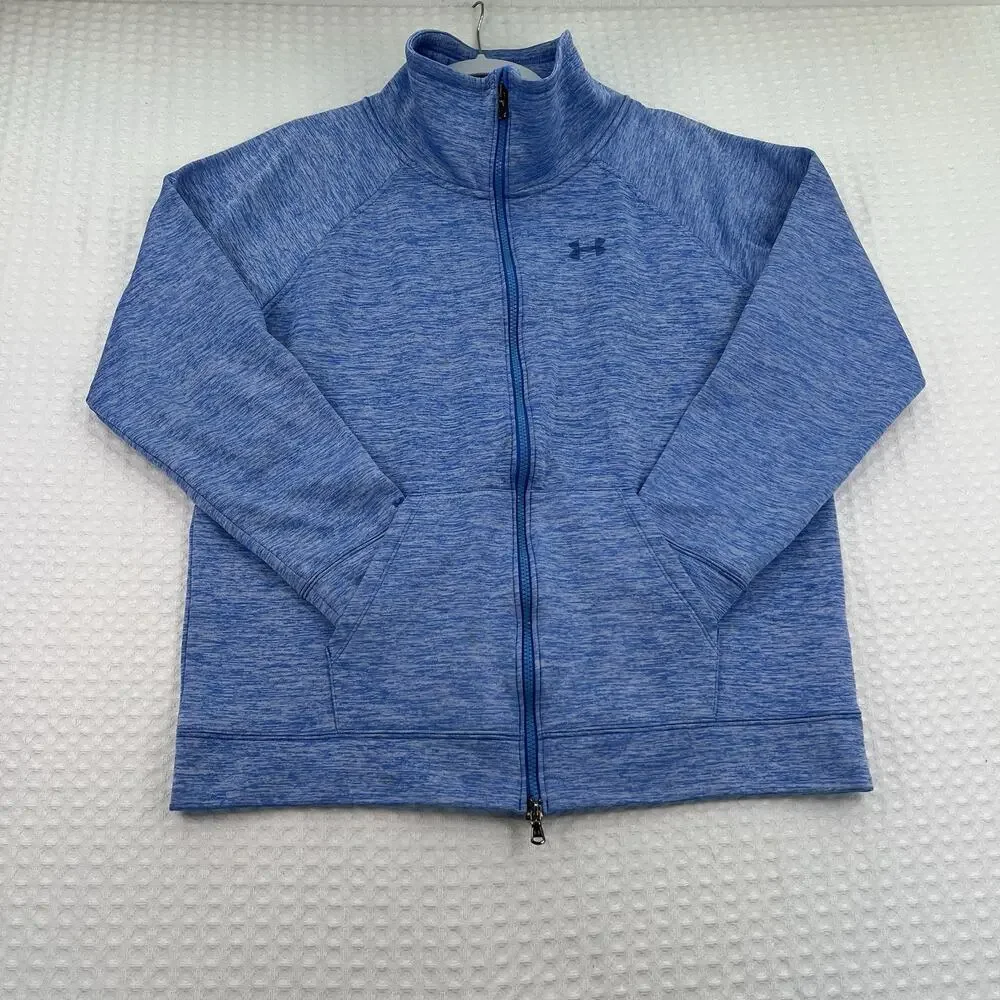 Under Armour ColdGear Full Zip Fleece Jacket Men’s Large Blue Loose Fit
